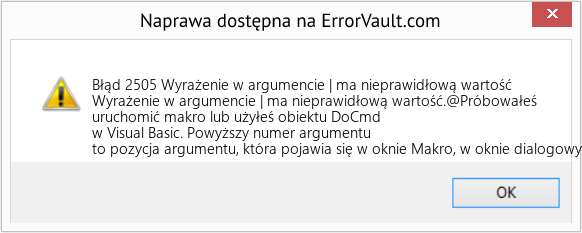 Pobierz Błąd <?php echo $number; ?> (Wyrażenie w argumencie | ma nieprawidłową wartość) Narzędzie naprawcze Fix Wyrażenie w argumencie | ma nieprawidłową wartość (Error Błąd 2505)