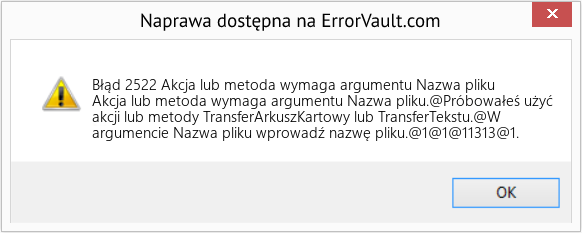 Fix Akcja lub metoda wymaga argumentu Nazwa pliku (Error Błąd 2522)