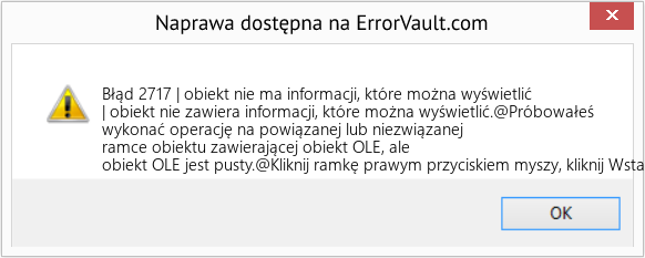 Fix | obiekt nie ma informacji, które można wyświetlić (Error Błąd 2717)