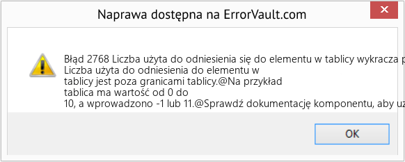 Fix Liczba użyta do odniesienia się do elementu w tablicy wykracza poza granice tablicy (Error Błąd 2768)