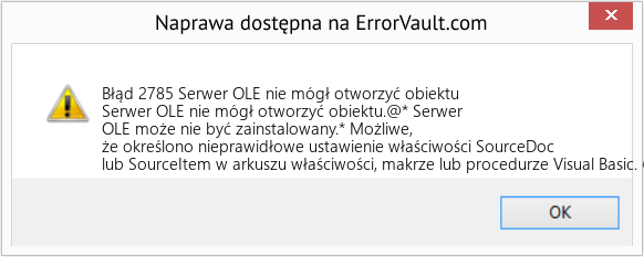Pobierz Błąd <?php echo $number; ?> (Serwer OLE nie mógł otworzyć obiektu) Narzędzie naprawcze Fix Serwer OLE nie mógł otworzyć obiektu (Error Błąd 2785)