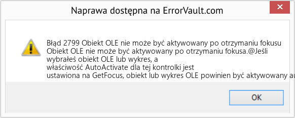 Fix Obiekt OLE nie może być aktywowany po otrzymaniu fokusu (Error Błąd 2799)
