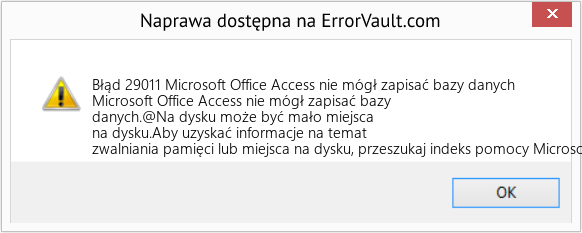 Fix Microsoft Office Access nie mógł zapisać bazy danych (Error Błąd 29011)