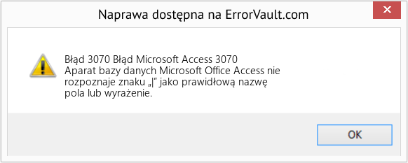 Pobierz Błąd <?php echo $number; ?> (Błąd Microsoft Access 3070) Narzędzie naprawcze Fix Błąd Microsoft Access 3070 (Error Błąd 3070)