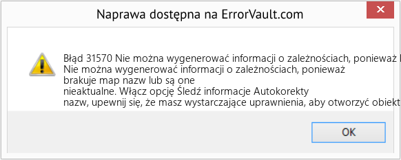 Fix Nie można wygenerować informacji o zależnościach, ponieważ brakuje map nazw lub są one nieaktualne (Error Błąd 31570)