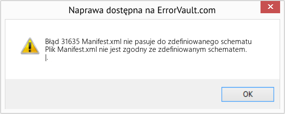 Pobierz Błąd <?php echo $number; ?> (Manifest.xml nie pasuje do zdefiniowanego schematu) Narzędzie naprawcze Fix Manifest.xml nie pasuje do zdefiniowanego schematu (Error Błąd 31635)