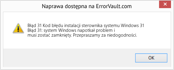Pobierz Błąd <?php echo $number; ?> (Kod błędu instalacji sterownika systemu Windows 31) Narzędzie naprawcze Fix Kod błędu instalacji sterownika systemu Windows 31 (Error Błąd 31)