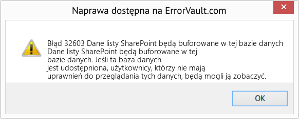 Fix Dane listy SharePoint będą buforowane w tej bazie danych (Error Błąd 32603)
