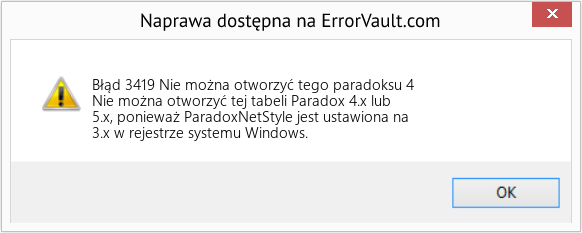 Fix Nie można otworzyć tego paradoksu 4 (Error Błąd 3419)