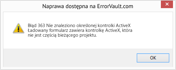Pobierz Błąd <?php echo $number; ?> (Nie znaleziono określonej kontrolki ActiveX) Narzędzie naprawcze Fix Nie znaleziono określonej kontrolki ActiveX (Error Błąd 363)