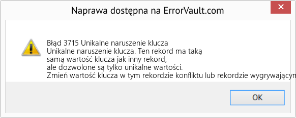 Pobierz Błąd <?php echo $number; ?> (Unikalne naruszenie klucza) Narzędzie naprawcze Fix Unikalne naruszenie klucza (Error Błąd 3715)