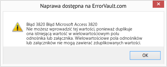 Fix Błąd Microsoft Access 3820 (Error Błąd 3820)