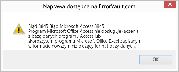 Pobierz Błąd <?php echo $number; ?> (Błąd Microsoft Access 3845) Narzędzie naprawcze Fix Błąd Microsoft Access 3845 (Error Błąd 3845)