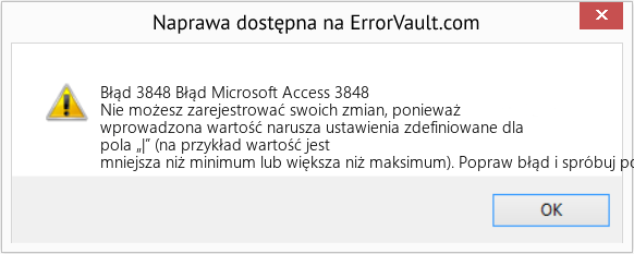 Fix Błąd Microsoft Access 3848 (Error Błąd 3848)