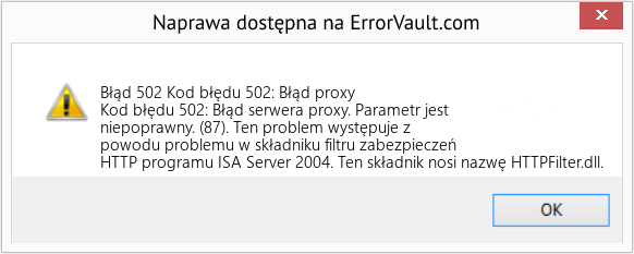Fix Kod błędu 502: Błąd proxy (Error Błąd 502)