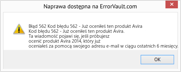 Fix Kod błędu 562 - Już oceniłeś ten produkt Avira (Error Błąd 562)