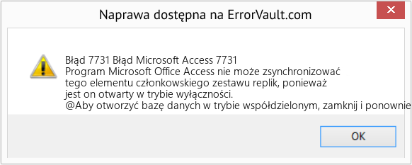 Pobierz Błąd <?php echo $number; ?> (Błąd Microsoft Access 7731) Narzędzie naprawcze Fix Błąd Microsoft Access 7731 (Error Błąd 7731)