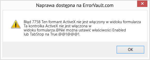 Fix Ten formant ActiveX nie jest włączony w widoku formularza (Error Błąd 7758)