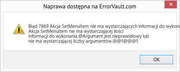 Fix Akcja SetMenuItem nie ma wystarczających informacji do wykonania (Error Błąd 7869)