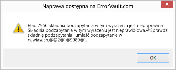 Fix Składnia podzapytania w tym wyrażeniu jest niepoprawna (Error Błąd 7956)