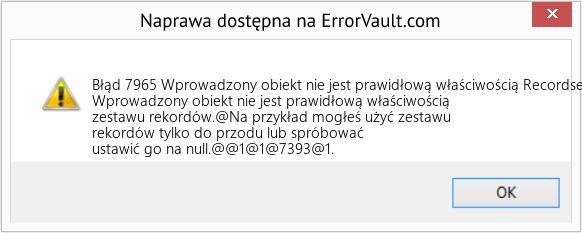 Fix Wprowadzony obiekt nie jest prawidłową właściwością Recordset (Error Błąd 7965)