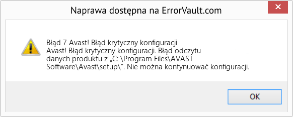 Fix Avast! Błąd krytyczny konfiguracji (Error Błąd 7)
