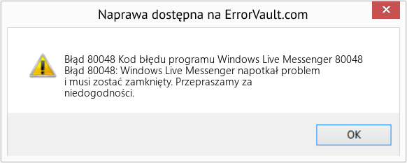 Fix Kod błędu programu Windows Live Messenger 80048 (Error Błąd 80048)