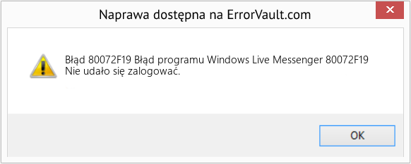 Pobierz Błąd <?php echo $number; ?> (Błąd programu Windows Live Messenger 80072F19) Narzędzie naprawcze Fix Błąd programu Windows Live Messenger 80072F19 (Error Błąd 80072F19)