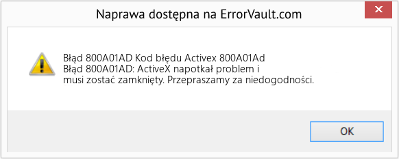 Pobierz Błąd <?php echo $number; ?> (Kod błędu Activex 800A01Ad) Narzędzie naprawcze Fix Kod błędu Activex 800A01Ad (Error Błąd 800A01AD)