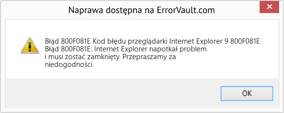 Fix Kod błędu przeglądarki Internet Explorer 9 800F081E (Error Błąd 800F081E)