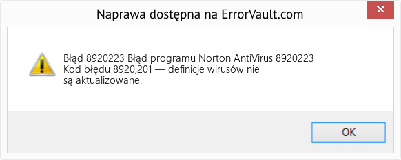 Fix Błąd programu Norton AntiVirus 8920223 (Error Błąd 8920223)