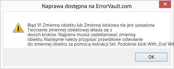 Fix Zmienna obiektu lub Zmienna blokowa nie jest ustawiona (Error Błąd 91)