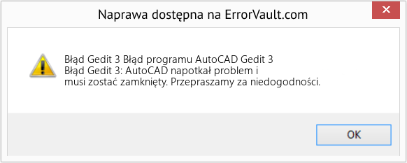 Pobierz Błąd <?php echo $number; ?> (Błąd programu AutoCAD Gedit 3) Narzędzie naprawcze Fix Błąd programu AutoCAD Gedit 3 (Error Błąd Gedit 3)