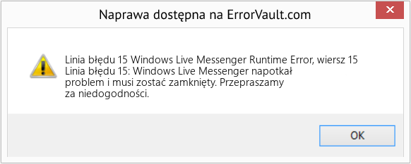 Fix Windows Live Messenger Runtime Error, wiersz 15 (Error Linia błędu 15)