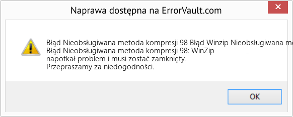 Pobierz Błąd <?php echo $number; ?> (Błąd Winzip Nieobsługiwana metoda kompresji 98) Narzędzie naprawcze Fix Błąd Winzip Nieobsługiwana metoda kompresji 98 (Error Błąd Nieobsługiwana metoda kompresji 98)