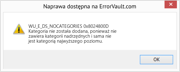 Fix 0x8024800D (Error WU_E_DS_NOCATEGORIES)