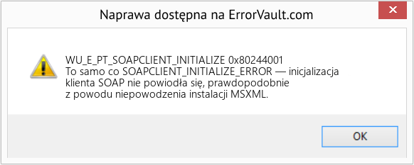 Fix 0x80244001 (Error WU_E_PT_SOAPCLIENT_INITIALIZE)