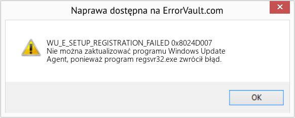 Fix 0x8024D007 (Error WU_E_SETUP_REGISTRATION_FAILED)