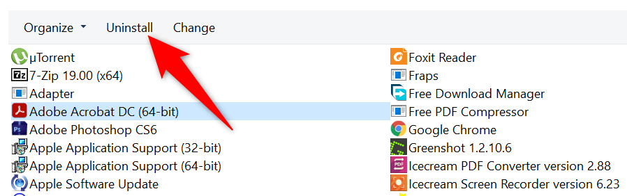 Click on the option to either uninstall, change, or repair the application.
Follow the on-screen instructions to complete the process.