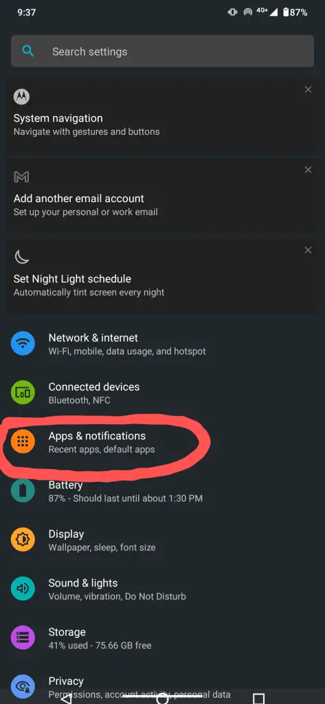 Go to your device's settings.
Scroll down and find the "Apps" or "Applications" option.