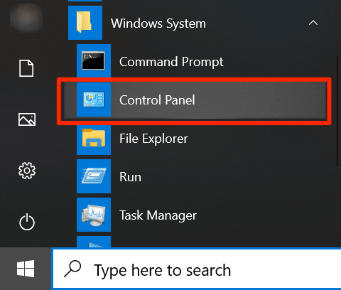Open Control Panel from the Start menu.
Click on System and Security.