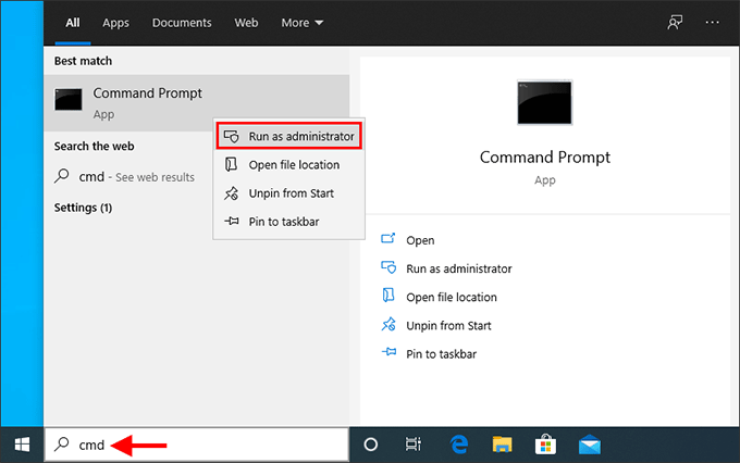 Open Start Menu and search for Command Prompt.
From the search results, right-click on Command Prompt and select Run as administrator.