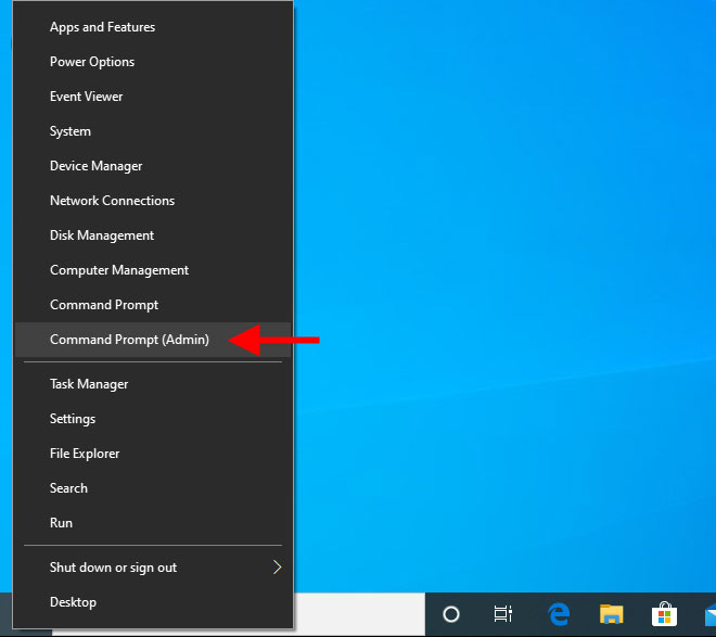 Press the Windows key + X on your keyboard to open the Power User menu.
Select Command Prompt (Admin) from the list.