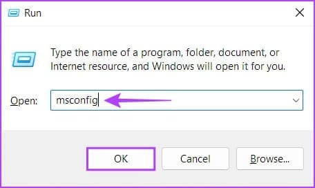 Type "msconfig" in the text field of the Run dialog box.
Click on the "OK" button or press the "Enter" key to open the System Configuration Utility.