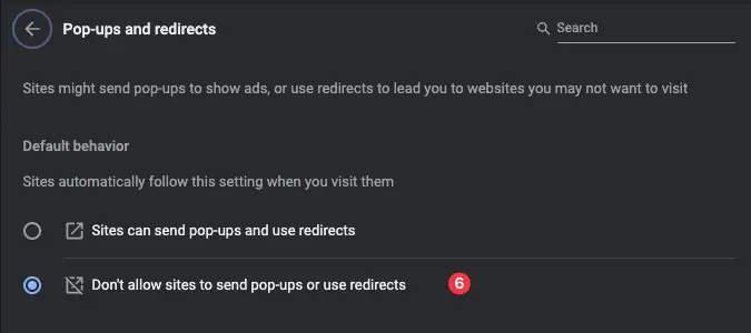 Under the "Privacy and security" section, click on "Site Settings."
Scroll down and click on "Pop-ups and redirects."