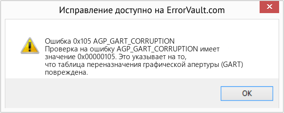 Fix AGP_GART_CORRUPTION (Error Ошибка 0x105)