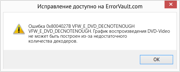 Fix VFW_E_DVD_DECNOTENOUGH (Error Ошибка 0x8004027B)