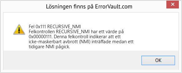 Fix RECURSIVE_NMI (Error Fel 0x111)