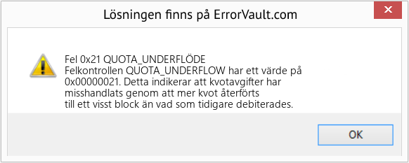 Fix QUOTA_UNDERFLÖDE (Error Fel 0x21)