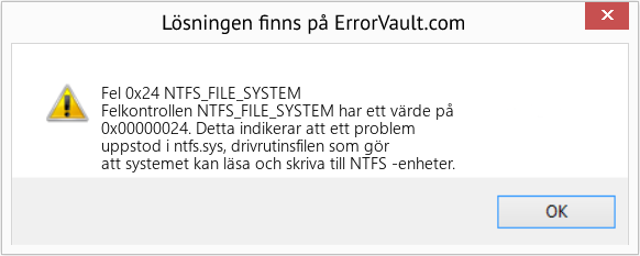Fix NTFS_FILE_SYSTEM (Error Fel 0x24)